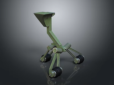 Airplane Landing Gear With Green Metal Structure And Multiple Wheels 3d model