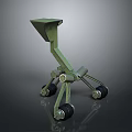 Airplane Landing Gear With Green Metal Structure And Multiple Wheels