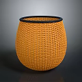 Orange Woven Basket With Black Rim On Dark Background For Home Decor