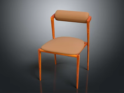 Modern Accent Chair with Orange Metal Frame Beige Upholstered Seat and Backrest 3d model