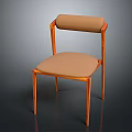 Modern Accent Chair with Orange Metal Frame Beige Upholstered Seat and Backrest