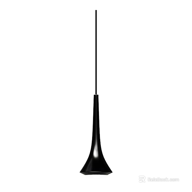 Modern Black Conical Pendant Light With Minimalist Design And Sleek Hanging Structure 3d model 