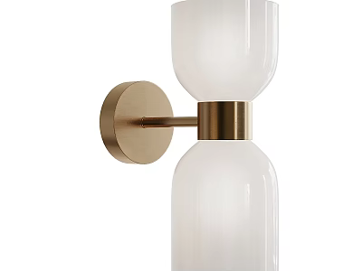 Modern Wall Lamp With Brass Metal Frame And White Glass Shade Design 3d model