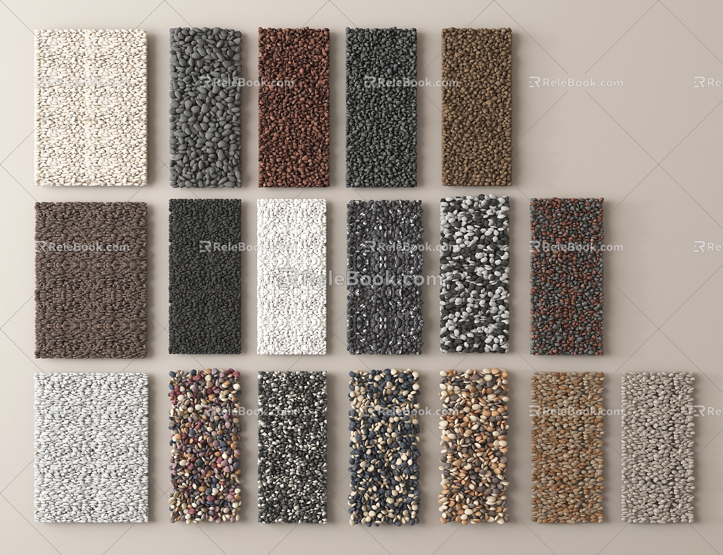 Pebbles Gravel Courtyard Gravel Paving 3d model