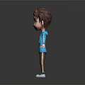 3D Cartoon Boy Character Wearing Blue Hoodie Brown Pants And White Shoes With Arms Outstretched