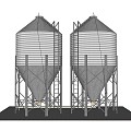 Tandem Silo Tapered Barn 3d model