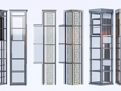 Modern Elevator Designs With Glass And Metal Frames In Various Styles 3d model