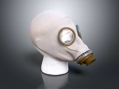 White Firefighting Gas Mask With Circular Lens And Breathing Apparatus 3d model