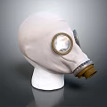 White Firefighting Gas Mask With Circular Lens And Breathing Apparatus