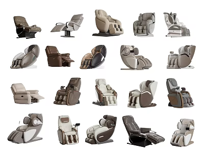 Massage Chairs With Various Designs Different Colors And Ergonomic Styles 3d model