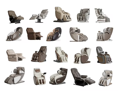 Massage Chairs With Various Designs Different Colors And Ergonomic Styles 3d model