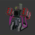Mechanical Weapon Structure With Red Lights And Multi Armed Turret Design 3d model