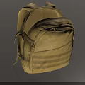 Durable Brown Canvas Backpack With Adjustable Straps Striped Exterior And Multiple Compartments