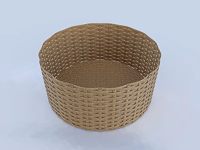 Handmade Woven Round Storage Basket in Natural Brown for Home Organizing 3d model