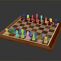 Classic Wooden Chessboard With Black And White Chess Pieces On Checkered Surface