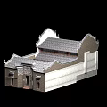 Ancient Chinese Architecture With Tile Roof Carved Door Lintel And Wooden Doors
