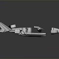 Detailed 3D Model of Futuristic Aircraft With Wings Engines and Fuselage Components