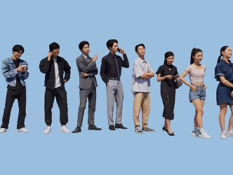 People with many Chinese people 3d model
