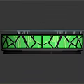Modern Circular Home Living Table with Light Blue Top and Green Transparent Geometric Base