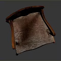 Classic Carved Armchair with Red Wooden Frame Ornate Backrest Armrest Patterns and Patterned Fabric Seat