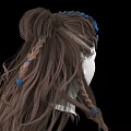 Hair Jewelry Accessories With Blue Decorations On Braided Brown Hair Mannequin Head