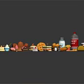 Assorted Foods Collection Featuring Desserts Bread Sandwiches Hot Dogs Pizza And Drinks