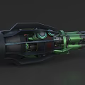 Green And Black Mechanical Weapon With Circular Components And Cannon Structure 3d model
