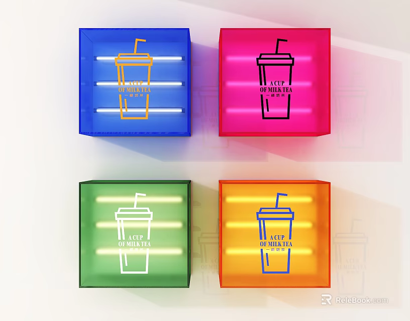 Roadside Advertising Displays With Colorful LED Cold Drink Signs For Road Facilities 3d model 