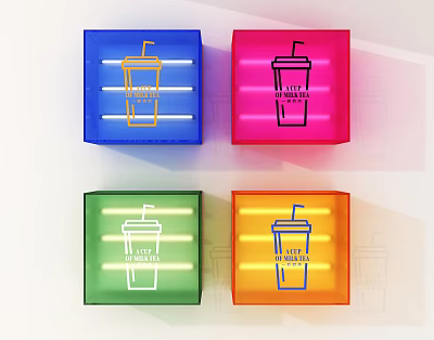 Roadside Advertising Displays With Colorful LED Cold Drink Signs For Road Facilities 3d model