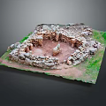 Ancient Stone Circular Building Structure With Stone Walls And Grass Surroundings 3d model