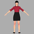 Woman in Red Shirt and Black Skirt with Arms Outstretched Standing