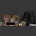 Assorted Food Packages Cans Bottles Wooden Box And Sack Collection