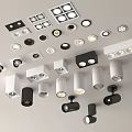 Modern Downlights And Spotlights In Various Black White Ceiling Mounted Styles 3d model