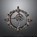 Circular Mechanical Structure With Red And White Components And Gear Details