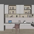 Modern Home Office Interior Design With Built in Bookshelves Desk And Comfortable Chair