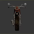 Red Vintage Dirt Bike With Oversized Tires And Metallic Body Details