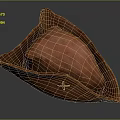 Vintage Reddish Brown Leather Hat Featuring Triangular Design And Cross Stitching Detail 3d model