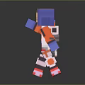 Pixel Style Character With Orange Blue Hair Waving In Colorful Outfit