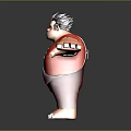 Muscular 3D Cartoon Character With Spiky Hair Red Plaid Shirt Brown Pants Barefoot Arms Outstretched