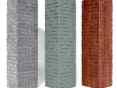 New Chinese Style Pillar Ancient Temple Pillar Combination model