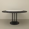 Modern Round Dining Table With White Top And Black Metal Base 3d model
