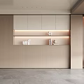 Modern Decorative Cabinet With LED Strip Lighting Wooden Finish And Minimalist Design Elements