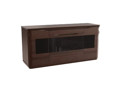 Modern Walnut Wood Sideboard With Glass Door Storage And Drawer Design 3d model