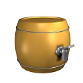 Yellow Water Storage Barrel With Metal Hoops And Tap For Daily Use