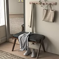 Cozy Sofa Bench With Grey Blanket And Hanging Bag Beside White Shoes Near Window
