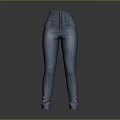 Man Wearing High Waisted Slim Fit Blue Jeans With Front Zipper Detail