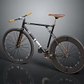 Vintage Style Bicycle With Black Frame Brown Leather Seat Orange Handlebars And Spoked Wheels