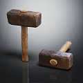 Vintage Metal Head Hammers With Wooden Handles As Essential Hardware Tools