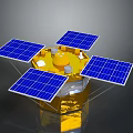 Space Exploration Satellite Equipped With Four Solar Panels And Yellow Scientific Instruments