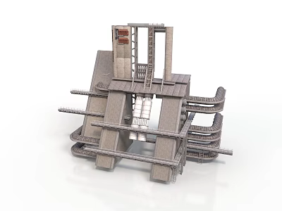 Modern Industrial Architecture Model With Multi Level Structure Staircase And Platforms 3d model